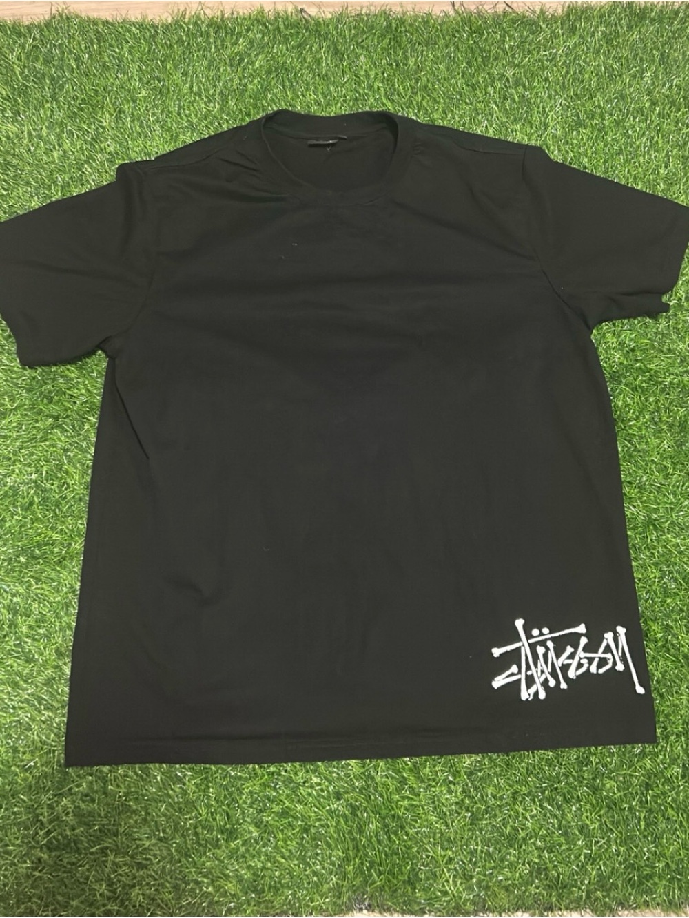 Stussy Black Short Sleeve Tee with White Signature Logo